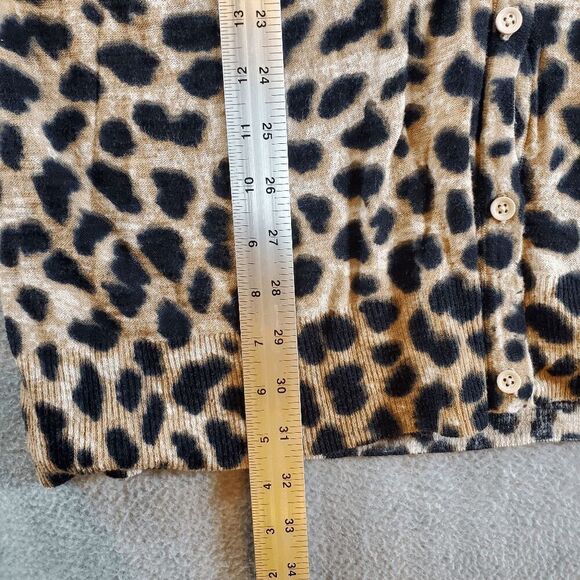 Torrid Cardigan Womens 2 Tan Cotton Leopard Print Sweater Knit V Neck Button Fro - Picture 4 of 11